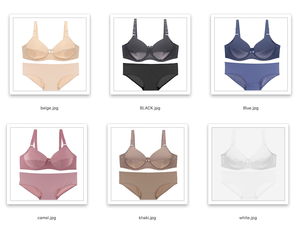 Ensemble soutien-gorge et culotte grande taille, couleur unie nude, bonnets D, E, F - Product Image 6