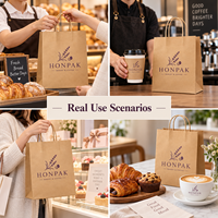 Sac en papier cadeau de Noël HONPAK, sac de shopping personnalisé imprimé pour les fêtes avec poignée en corde pour l'emballage de vente au détail saisonnier