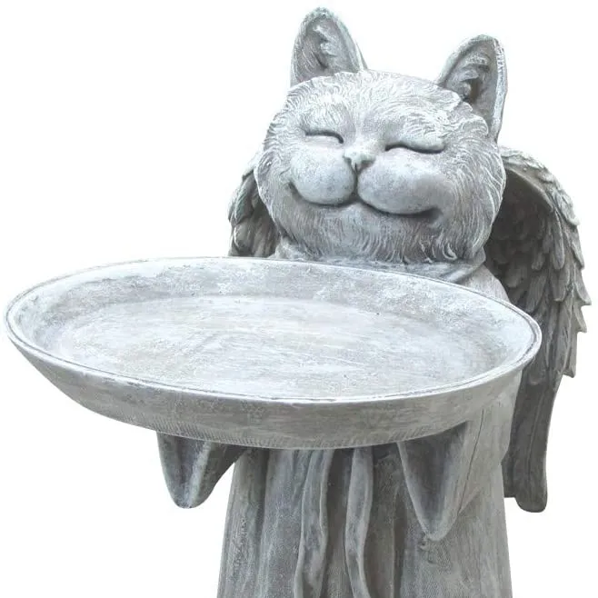 Полимерная памятная Статуя Кошки ангела птичьего кормушки домашнего питомца, ручная работа, верная память о потерей кошки