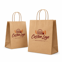 Sacs à hamburger en papier kraft brun personnalisés avec logo imprimé et poignées en corde torsadée pour l'emballage à emporter des restaurants de restauration rapide