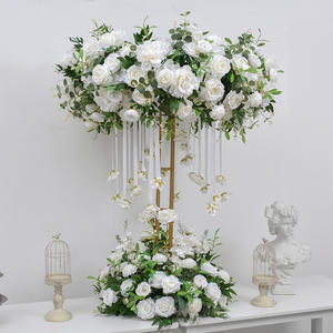 Bola de flores para decoración de boda al por mayor, con soporte, blanco, rojo, centros de mesa para boda, camino de flores con guirnalda de flores - Product Image 3