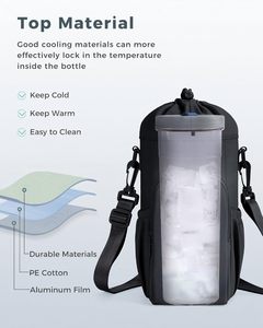 Custom Logo Portable Polyester <b>Water</b> <b>Bottle</b> Bag with Adjustable Shoulder <b>Strap</b> Sleeve for Walking Hiking Camping Outdoor Gym - Product Image 4