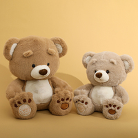Boneka Beruang Duduk Isi Kapas PP Super Lembut Ramah Kulit, Desain Cetak Kaki 3D Bergaya Teddy Cokelat yang Menarik, Dapat Dipesan Sesuai Keinginan