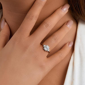 कोई भी शुल्क ठीक गहने एराल्ड कट बनाम मोइससानाइट बैंड 925 स्टर्लिंग चांदी के फूल सगाई की अंगूठी महिला शादी की वादा अंगूठी - Product Image 3