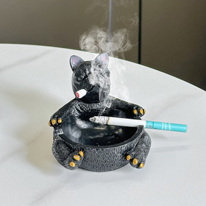 Cendrier de style nordique Bouledogue Français pour la maison, le salon, le bureau, pièce décorative anti-poussière - Product Image 1