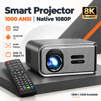 Projecteur 1000 ANSI Lumens, résolution native 1080P HD, prise en charge du décodage vidéo 8K, Android 11, haut-parleurs HiFi, projecteur de données 4K, OEM