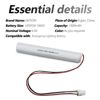 JINTION 6.4V 1800mAh LiFePO4 Baterai Pengganti Lampu Darurat untuk Baterai Stick ELP B091T dengan Adaptor 2 Kabel