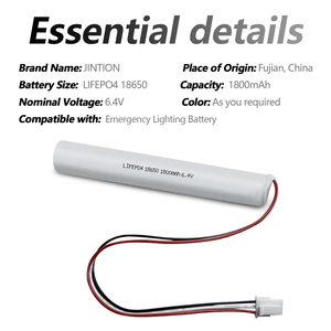 Аккумулятор JINTION 6.4V 1800mAh LiFePO4 для аварийного освещения, замена для батареи ELP B091T Stick с 2-проводным адаптером - Product Image 4