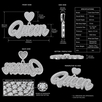 Colgante con Letra AD Personalizada, Diseño Completo en Moissanita VVS, Plata de Ley 925, Chapado en Oro de 14K/18K, Joyería Hip Hop con Diamantes