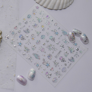 Autocollants 5D pour <span class=keywords><strong>ongles</strong></span> TSZS Cœur Étoile Lapin Nœud, Adhésifs Mignons Pailletés Texture Gelée Lapin Fleur pour <span class=keywords><strong>Ongles</strong></span> - Product Image 4