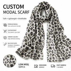 Custom Printed Modal Scarf Soft Lightweight Leopard Pattern <b>Shawl</b> <b>Wrap</b> for Women OEM ODM Manufacturer - Product Image 1
