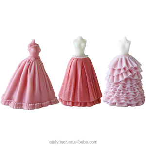 초기 라이저 DIY 아로마 테라피 캔들 스커트 웨딩 원피스 케이크 장식 베이킹 금형 홈 데코를위한 실리콘 몰드 - Product Image 6