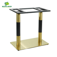 Socle de table contemporain double colonne en acier inoxydable doré et noir, pieds réglables, écologique, facile à nettoyer, pour intérieur