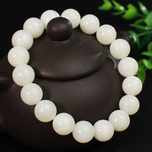 White Beaded <b>Bracelet</b> Round <b>Ball</b> Shape Women's Jewelry Gift For Mother Valentine's Day - Product Image 2