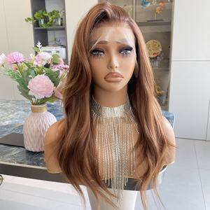 Perruque synthétique de haute qualité avec frontal pré-épilé, ondulée, résistante à la chaleur, en fibre, avec dentelle frontale 13x4 - Product Image 4