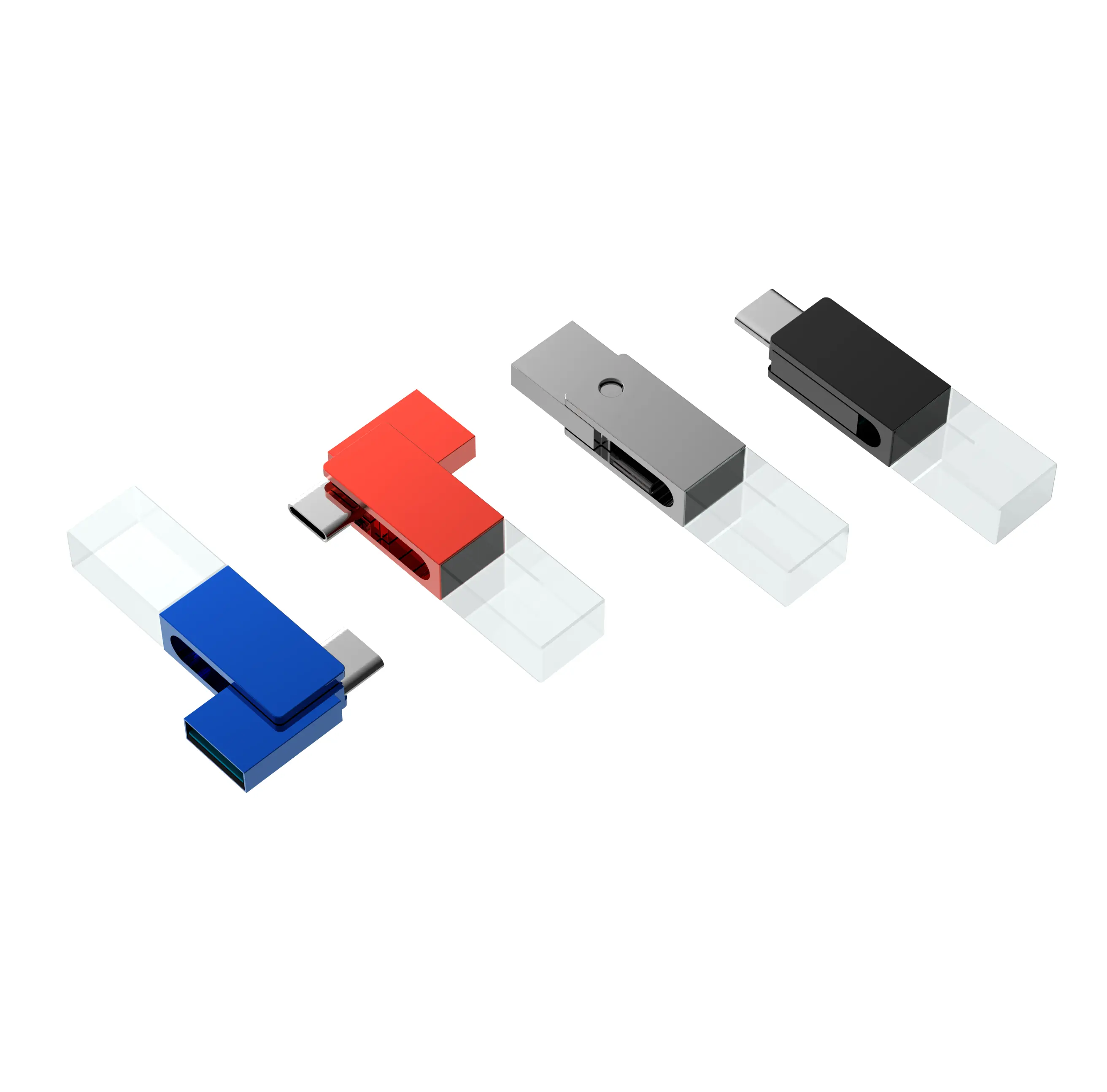 New private custom Logo 2 in 1 USB-C 128GB 256GB 512GB 1TB 2TB Pendrive 8gb OEM Glass Usb Flash Drive