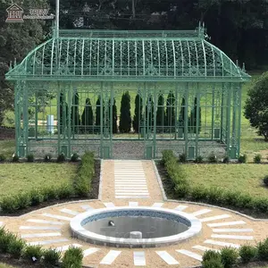 Gazebo del ferro battuto del tetto di vetro della decorazione della serra all'aperto del fornitore della fabbrica grande