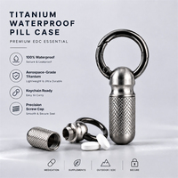 Kotak Obat Tahan Air Titanium Murni EDC, Kotak Besi Mini Tertutup, Gantungan Kunci, Pertolongan Pertama Portabel