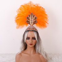Accessoires capillaires en plumes en gros avec paillettes de cristal intégrées pour spectacles, défilés, fêtes et accessoires de costume