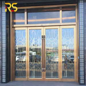 Puerta de entrada de acero inoxidable de lujo moderna con método de apertura de empuje y tracción de vidrio para apartamento de hotel - Product Image 3