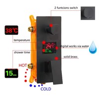 Ensemble de robinet de douche de salle de bain noir mat 10''12''affichage numérique pluie noir système de douche de bain cascade douche baignoire mitigeur