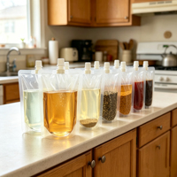 Sachets réutilisables transparents pour boissons, anti-fuite, avec bec verseur, pochettes souples anti-fuite pour jus