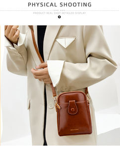 Baellerry Túi xách nữ mini túi đưa thư Túi Đeo Vai khóa kéo đôi bằng da cho nữ - Product Image 6