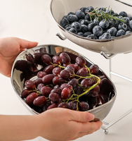Corbeille à fruits en céramique à 2/3 niveaux avec support métallique, panier à fruits pour comptoir de cuisine, collations, noix, gâteaux, desserts