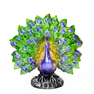 Figurine de paon en résine, sculpture animale artisanale, décoration artistique moderne pour salon, présentation sur table, mariage - Product Image 5
