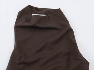 Vestido Halter Largo Casual de <span class=keywords><strong>Moda</strong></span> para Mujer, Color Marrón, Sin Mangas, con Espalda Descubierta y Abertura Lateral - Product Image 3