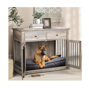 Hot Sale Good Price Wood Dog Cages Crates House Furniture Indoor Modern Dog House Pet Cage Dog Kennel With Storage Drawers