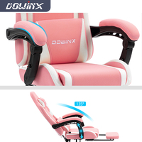 Chaise de jeu ergonomique personnalisable avec support lombaire massant, chaise de bureau inclinable en tissu avec repose-pieds pour joueur