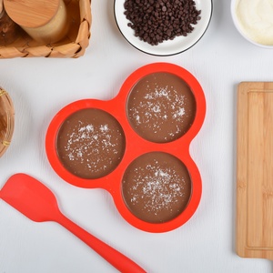 Silikolove Nhà Máy 3 Khoang Hình Tròn Bánh Hamburger Patty Nhà Sản Xuất Báo Chí Tủ Đông Lfgb Không Dính BPA Miễn Phí Silicone Pastry Khuôn Mẫu - Product Image 4