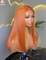 # Wig rambut manusia Vietnam asli 350 Colored Ginger Orange Double Drawn Bone Straight 13x4 Lace Front Wig Pre Plucked HD Frontal