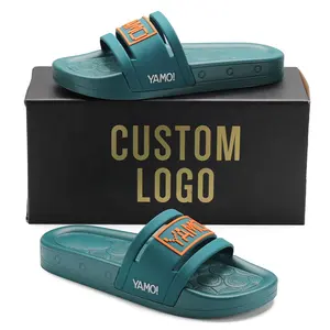 Xsheng New Style Luofo Slippers Custom Oem Factory Price Pu Men Slipper Arabic Style/3 3d Logo Custom Slide Sandal With Logo