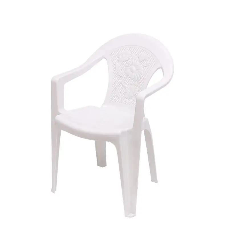 ขายส่งเก้าอี้รับประทานอาหารด้านข้างพลาสติก Pp สีขาววางซ้อนกันได้ราคาถูกเก้าอี้ซ้อนพร้อมแขน
