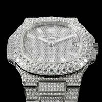 Montre de luxe pour homme APS, avec moissanite VVS haut de gamme, bracelet en acier inoxydable 40 mm, verre saphir, aiguilles complètes