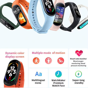 Bracelet de fitness M7 intelligent en gros, surveillance de la fréquence cardiaque, de la pression artérielle, du sommeil, rappel d'informations, podomètre M9, aluminium - Product Image 1