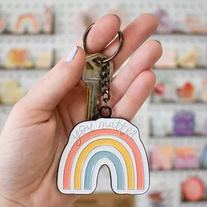 Rainbow Accessories You Matter Keychain Mental Health Metal Enamel Keychain for Her Gift Therapist and Teachers