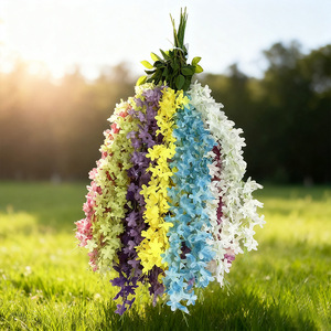 Guirlandes de lilas artificiels, branche unique, fleurs en soie plastique pour décoration intérieure, décoration de plafond de mariage - Product Image 1