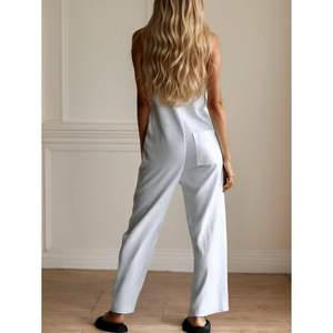 Combinaison Femme Personnalisée 2026 Sans Manches Coupe Ample Jambes Larges Blanche Avec Poches Décontractée Pour Sortir Respirante Taille Mi-Haute - Product Image 4