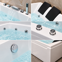 Baignoires de massage de luxe pour une personne blanches modernes Lazy Spa Whirlpool Application autoportante avec égouttoir pour accessoire de salle de bain