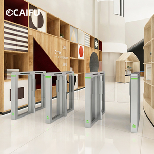 Sistema de Control de Acceso para Edificios de Oficinas y Bibliotecas con Puerta Batiente de Acero Inoxidable, Lector de Tarjetas y Reconocimiento Facial - Product Image 1