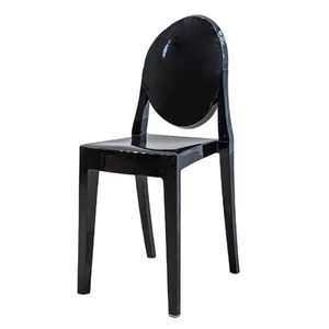 Silla de plástico pp para hotel, asiento negro de moda para exteriores, silla fantasma de comedor de cristal, a la venta