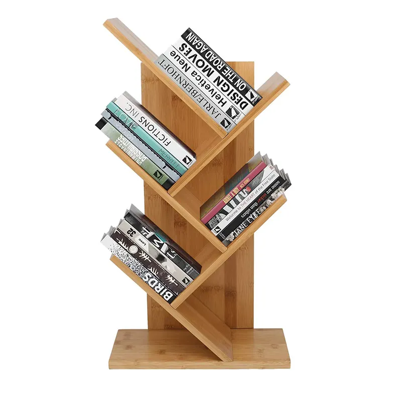 Wholesale Freestanding Bamboo Magazine Racks Book Storage Holder Kid Tree Book Shelf Desktop Organizer