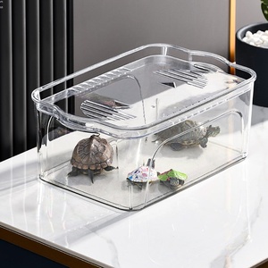 דגי שולחן עבודה טנק שקוף לחיות מחמד מיכל צב קטן מיכל גינון סלון משרד - Product Image 1