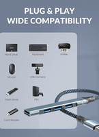 Hub USB 3,0 de 4 puertos Ultra-Slim trenzado Hub USB 3,0 para MacBook Mac Pro Mini iMac Surface Pro XPS PC Flash Drive HDD móvil