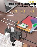 Multiprise à fixation sur bureau, 9 prises CA US, USB-C PD20W, USB-A QC3.0, protection contre les surtensions, chargeur mural de bureau