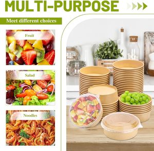 ชามและจานกระดาษคราฟท์แบบใช้แล้วทิ้ง ย่อยสลายได้ พร้อมกลิตเตอร์  บุฟอยล์อะลูมิเนียม สี/ขนาดตามสั่ง  โลโก้และฝาปิดตามสั่ง - Product Image 4