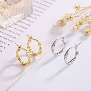 Boucles d'oreilles créoles torsadées en argent sterling 925 pour femme, avec cristaux, bijoux de luxe tendance 2020, cadeau de mariage, fête - Product Image 1